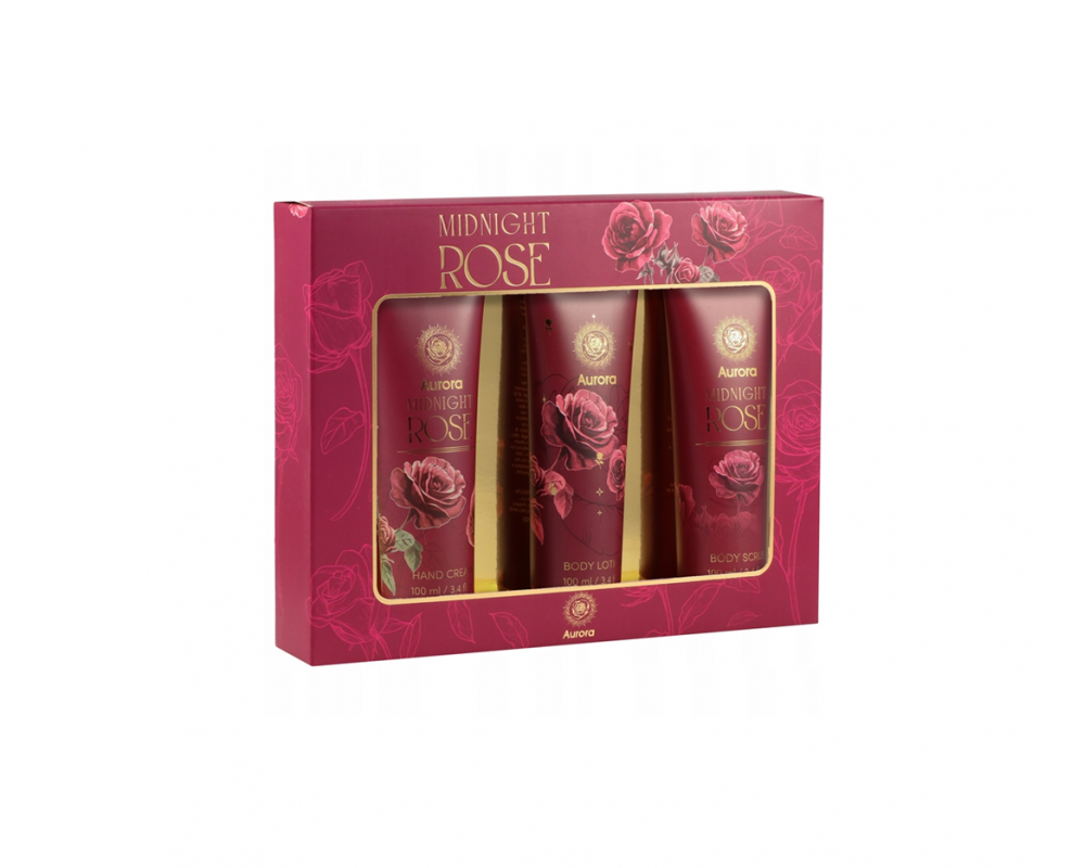 AURORA MIDNIGHT ROSE სასაჩუქრე ნაკრები ვარდის ფორმის 3X