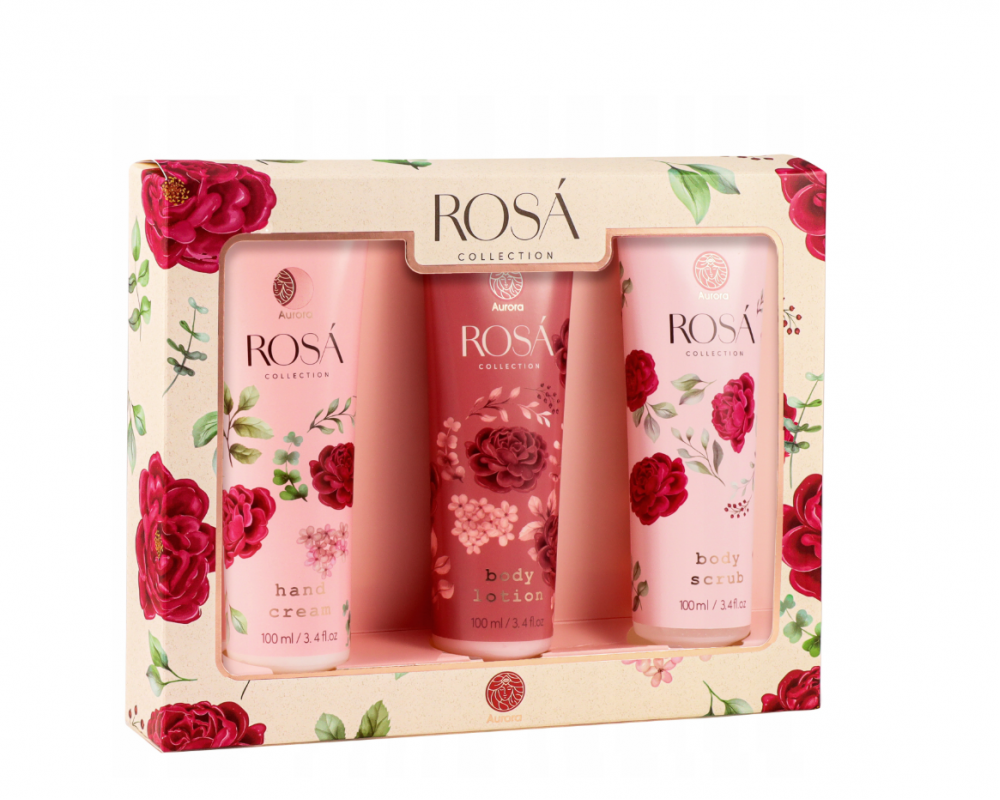 AURORA ROSA სასაჩუქრე ნაკრები ვარდის 3X