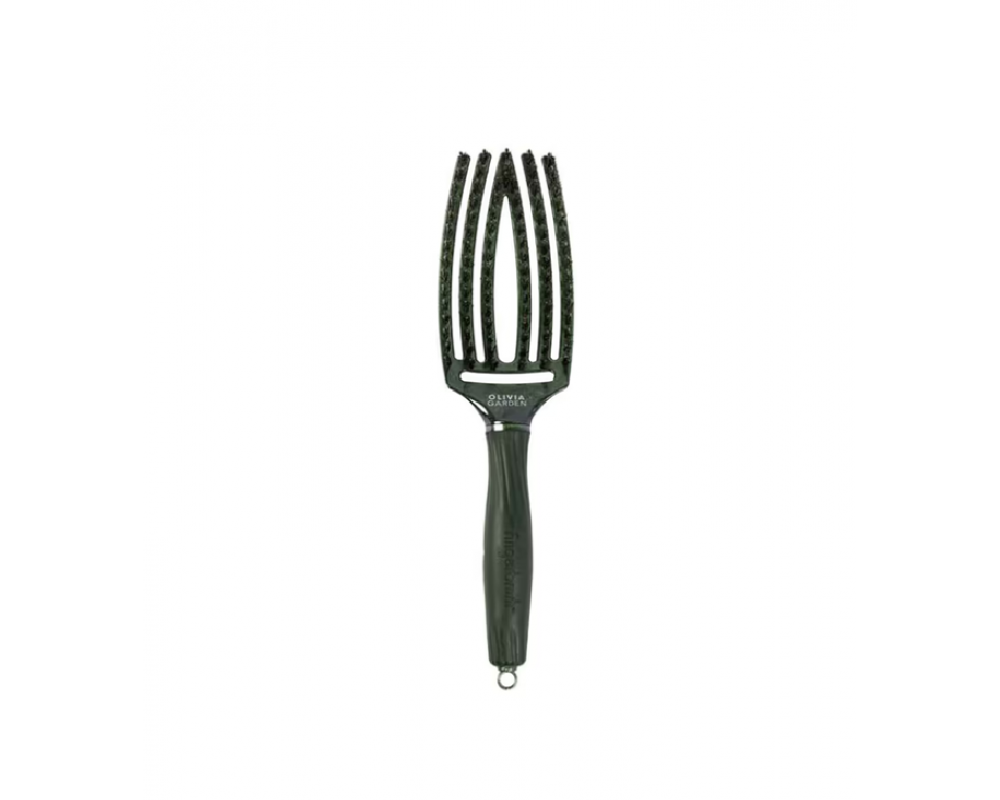 OLIVIA GARDEN FINGERBRUSH CARE ICONIC BOAR&NYLON GREEN EMERALD M სავარცხელი