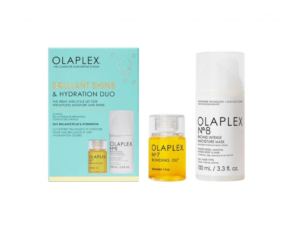 OLAPLEX BRILLIANT SHINE ნაკრები (თმის ზეთი N7. ნიღაბი N8)