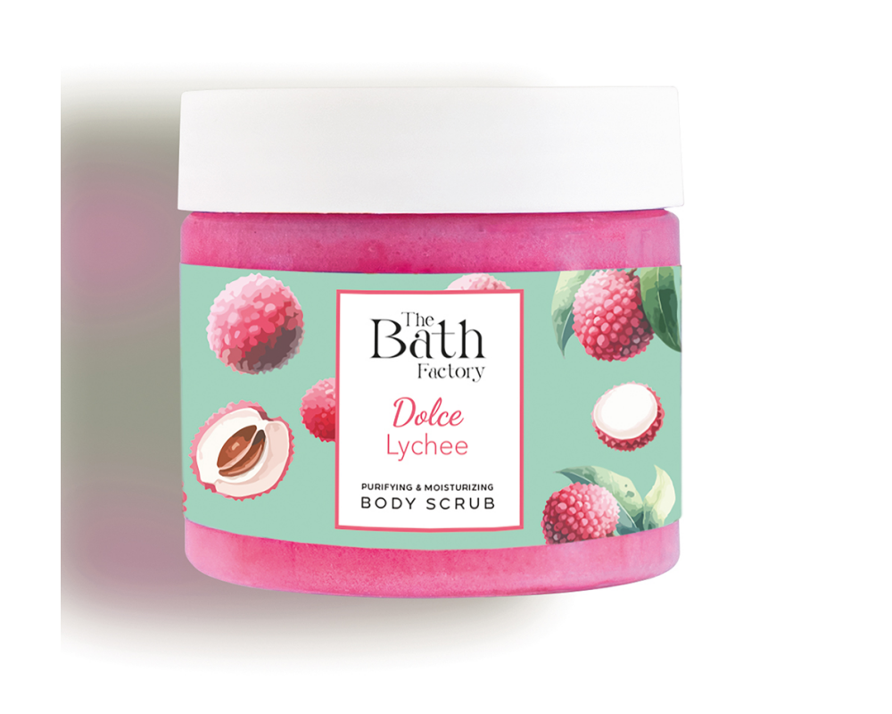 THE BATH FACTORY DOLCE LYCHEE ტანის სკრაბი 300მლ.