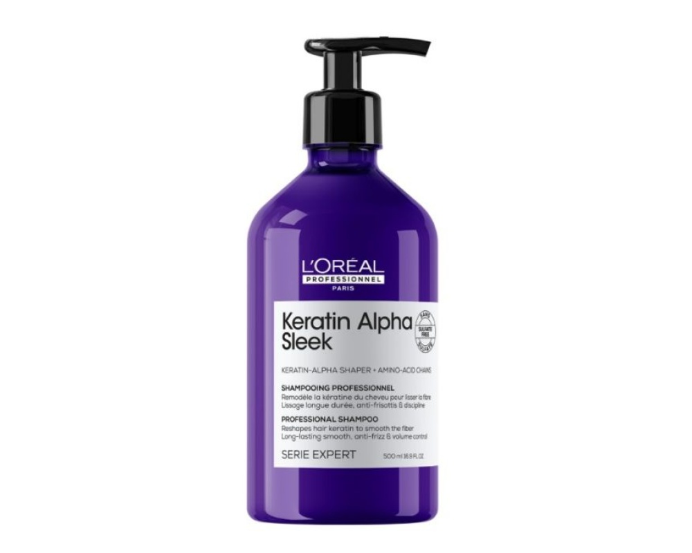 LOREAL SERIE EXPERT KERATIN ALPHA SLEEK შამპუნი დაუმორჩილებელი თმის 500მლ