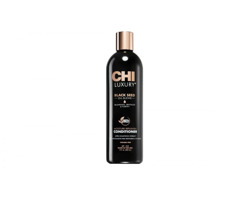 CHI LUXURYდამატენიანებელი კონდიციონერი შავი კვლიავის ზეთით 355მლ