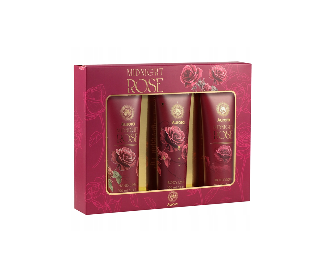 AURORA MIDNIGHT ROSE სასაჩუქრე ნაკრები ვარდის ფორმის 3X