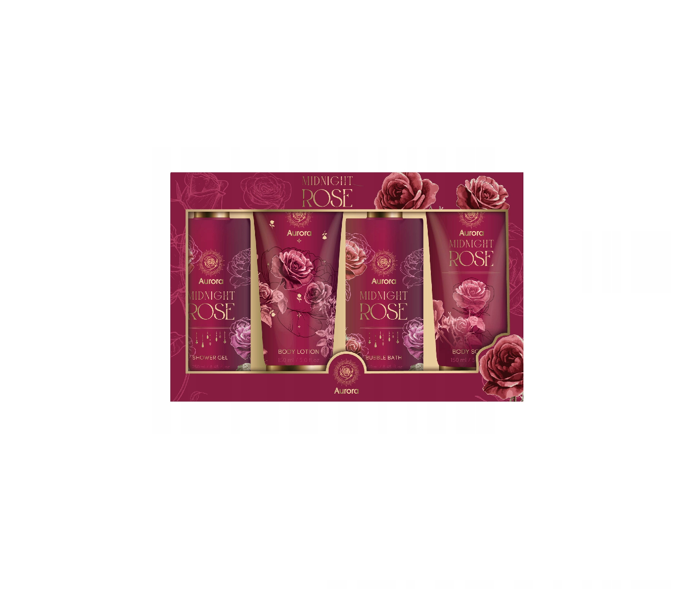 AURORA MIDNIGHT ROSE სასაჩუქრე ნაკრები ვარდის ფორმის 4X