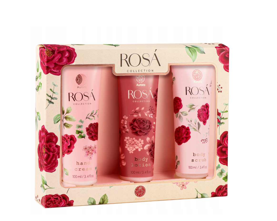 AURORA ROSA სასაჩუქრე ნაკრები ვარდის 3X