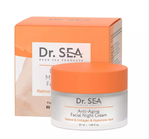 Dr Sea RETINOL & COLLAGEN & HYALURONIC სახის ნაოჭის ღამის კრემი ყველა ტიპის კანის 50მლ