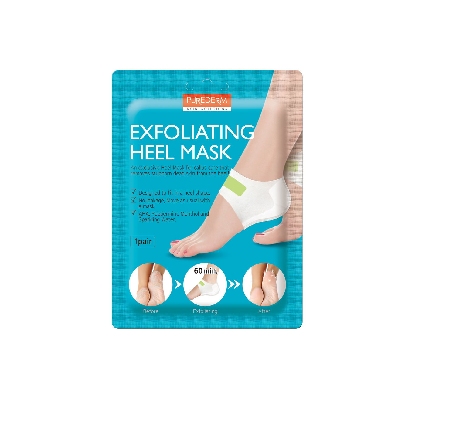 Purederm ფეხის ქუსლების ნიღაბი ამქერცლავი 