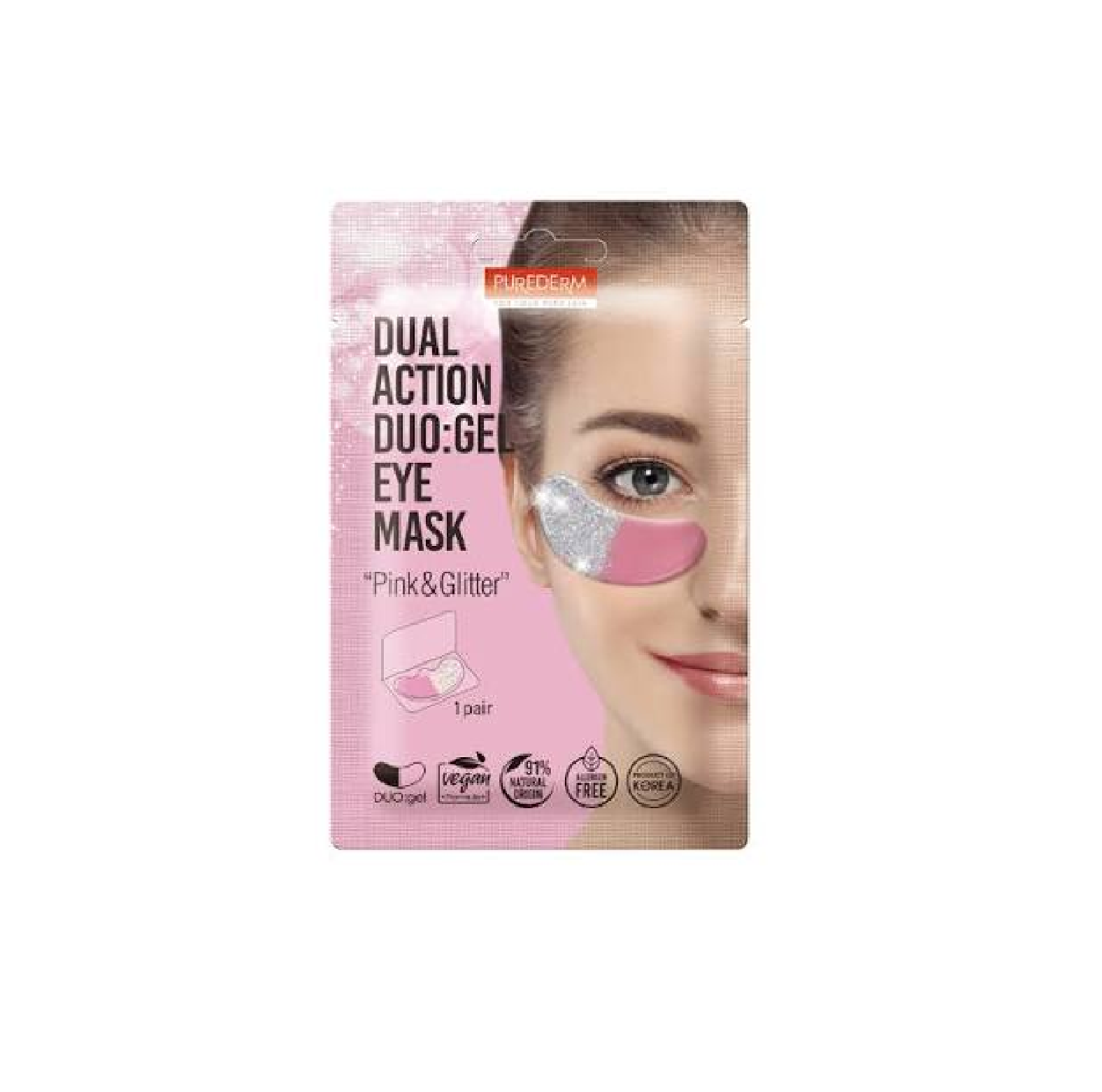 Purederm Pink glitter თვალის ნიღაბი 2ც 
